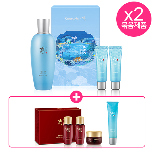 수려한 수분샘 스킨 400ml 증량 기획 x 2 + (증정)수려한 효비담 수분샘크림AD 25ml+효비담GWP 3종