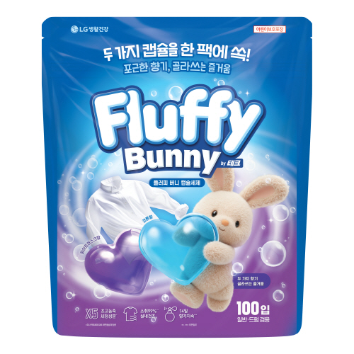 플러피버니 초고농축 실내건조 캡슐세제 코튼향&화이트머스크향 100개입 (by 테크)