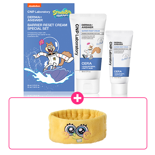 [스폰지밥 SPLASH 에디션] CNP 더마앤서 배리어 리셋 크림 기획 (80ml+31ml) +(증정) 스폰지밥 세안밴드