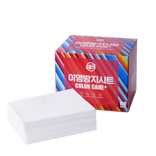 테크 이염방지시트 컬러케어 플러스 두툼한 초강력 오염 먼지흡착 세탁티슈 100매