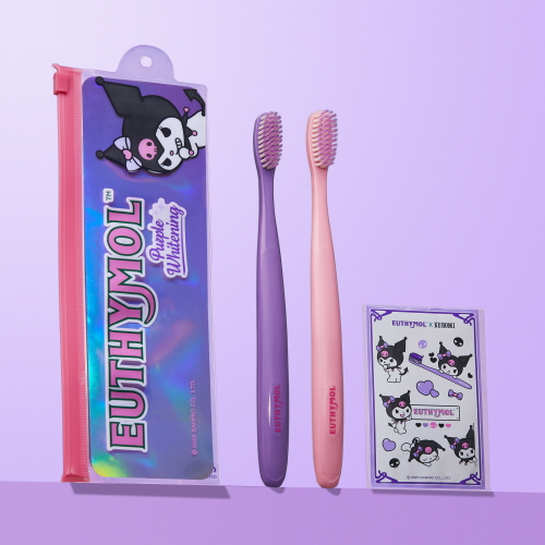 유시몰 퍼플 화이트닝 칫솔 2입 (쿠로미-스티커)