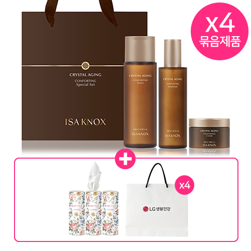 [26설] 이자녹스 크리스탈 에이징 컴포팅 3종 기획 ×4세트 +(증정)플라워캔티슈+쇼핑백